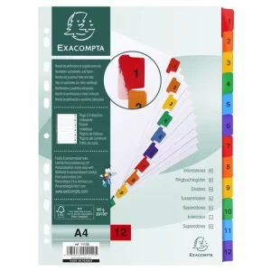 Kartongregister EXACOMPTA 1-12 multifärg