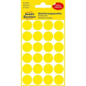Färgkodningsprick AVERY Ø18mm gul 96/fp