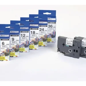 Tape BROTHER TZE315 6mm Vit på Svart