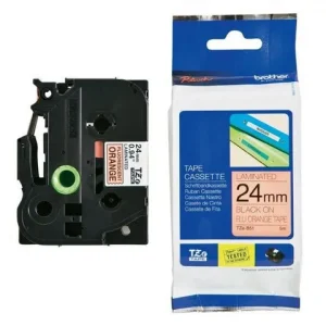 Tape BROTHER TZEB51 24mm svart på orang