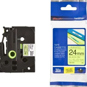 Tape BROTHER TZEC51 24mm Svart på Gul