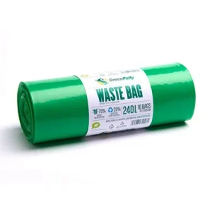 Plastsäck PE 240L 45my grön 10/rl
