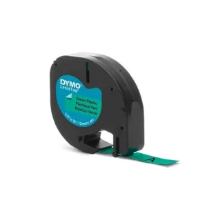 Tape LetraTag plast 12mm svart på grön