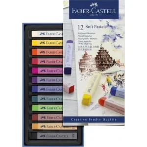 Torrastellkrita Faber Castell mjuk 12