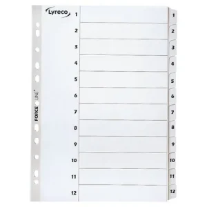 Kartongregister LYRECO A4 1-12 vit