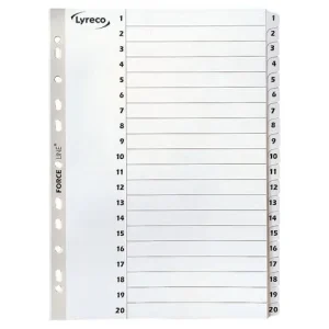 Kartongregister LYRECO A4 1-20 vit