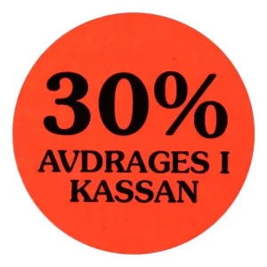Etikett 30% avdrages i kassan 2000/RL