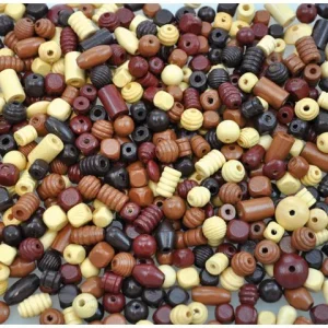 Träpärlor mix natur/brun 250gr ca 600st