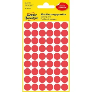 Färgkodningsprick AVERY Ø12mm röd 270/fp