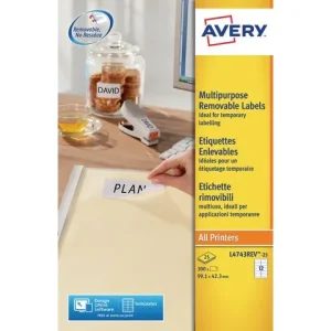 Etikett AVERY avtagb 99,1x42,3mm 300/fp