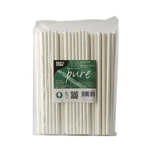 Sugrör PURE papper 6mmx20cm vit 100/fp
