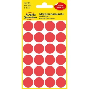 Färgkodningsprick AVERY Ø18mm röd 96/fp