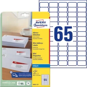Etikett AVERY QD 38,1x21,2mm 1625/fp