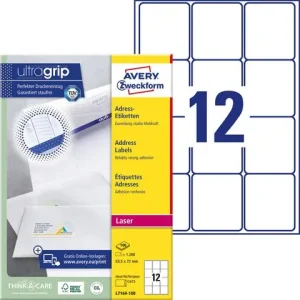 Etikett AVERY UG 63,5x72mm 1200/fp