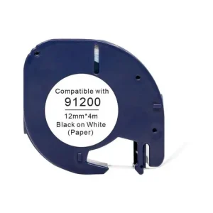 Tape papper 12mmx4m svart på vit