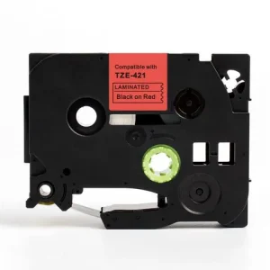 Tape 9mm TZe-421 svart på röd