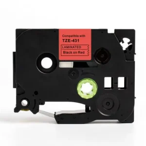 Tape 12mm TZe-431 svart på röd