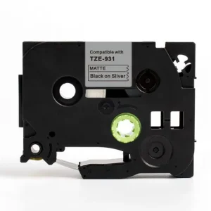 Tape 12mm TZe-931 svart på silver