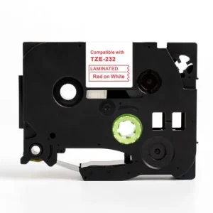 Tape 12mm TZe-232 röd på vit