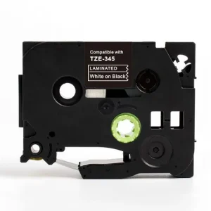 Tape 18mm TZe-345 vit på svart