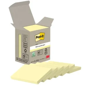 Notes POST-IT 100% recy 38x51mm gul 6/fp