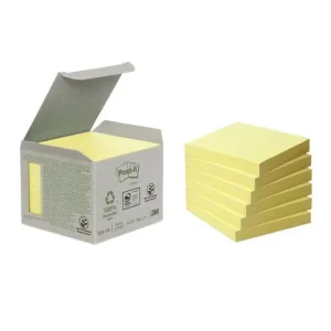 Notes POST-IT 100% recy 76x76mm gul 6/fp