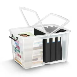Plastlåda STRATA 65L klar med lock PP