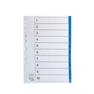 Register plastflik 1-10 blå 10/fp