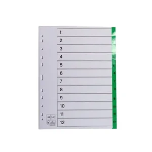 Register plastflik 1-12 grön 10/fp