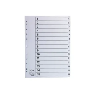 Register plastflik 1-15 vit 10/fp