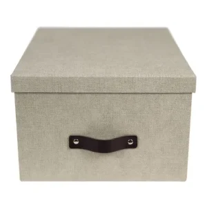 Förvaringsbox m.lock kartong linne