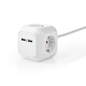 Grenuttag NEDIS jordad 4-väg + 2 USB