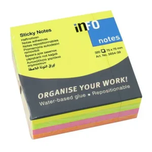 Notes INFO NOTES kub 75x75mm neon