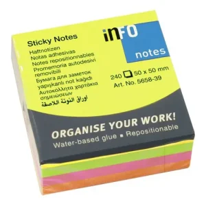 Notes INFO NOTES kub 50x50mm neon