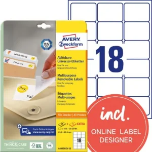 Etikett AVERY avtagb 63,5x46,6mm 540/fp