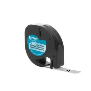 Tape LetraTag plast 12mm svart på klar