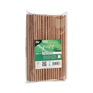 Sugrör PURE papp böjbar 20cm brun 100/fp