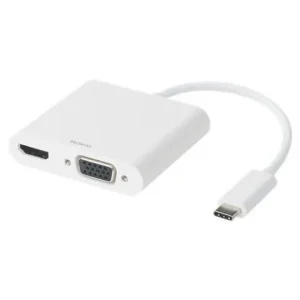 Adapter DELTACO HDMI/VGA/ljud/USB-C vit