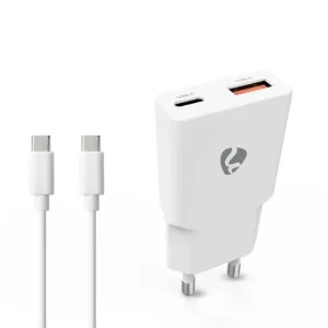 Laddare vägg NEDIS GaN 2xUSB-A/C 1m vit