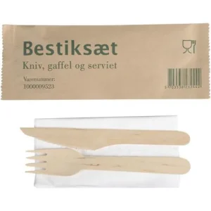 Besticksset trä med servett 400/fp