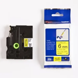Tape BROTHER TZEFX611 6mm svart på gul