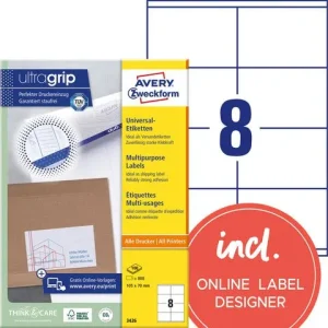 Etikett AVERY UG 105x70mm 1000/fp