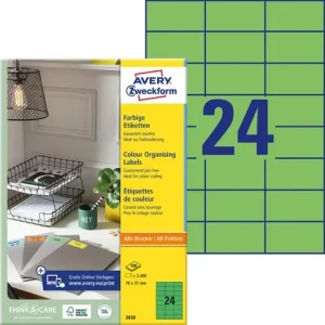 Etikett AVERY grön 70x37mm 2400/fp