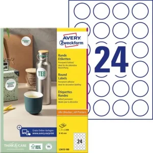 Etikett AVERY avtagb rund 40mm 2400/fp