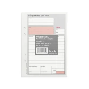 Blankett följesedel A5 3x50 bl num