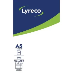 Anteckningsblock LYRECO A5 100bl 60g rut