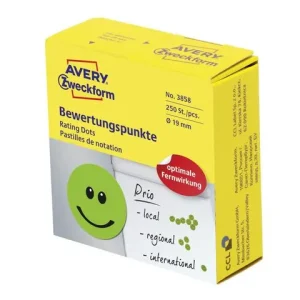 Etikett AVERY smiley 19mm grön 250/fp