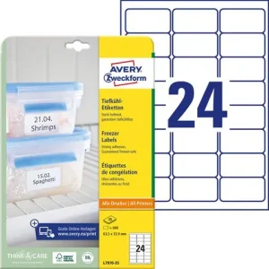 Etikett AVERY Freezer 63.5x33.9mm 600/fp