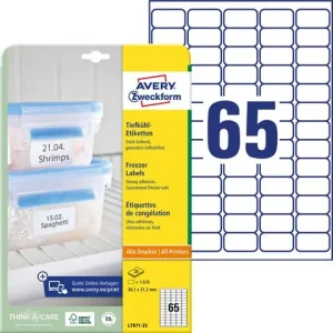 Etikett AVERY Freezer 38,1x21,2 1625/fp
