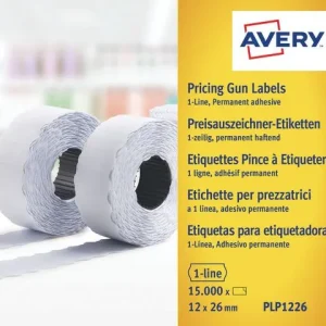 Prisetikett AVERY 1-rad 26x12mm 15000/fp
